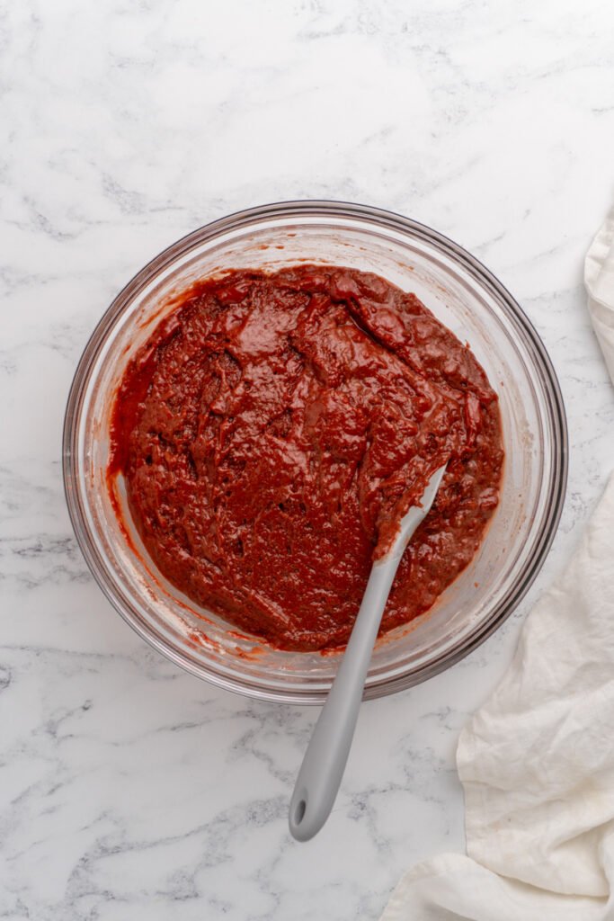 Red Velvet Cake Mixture in a bowl