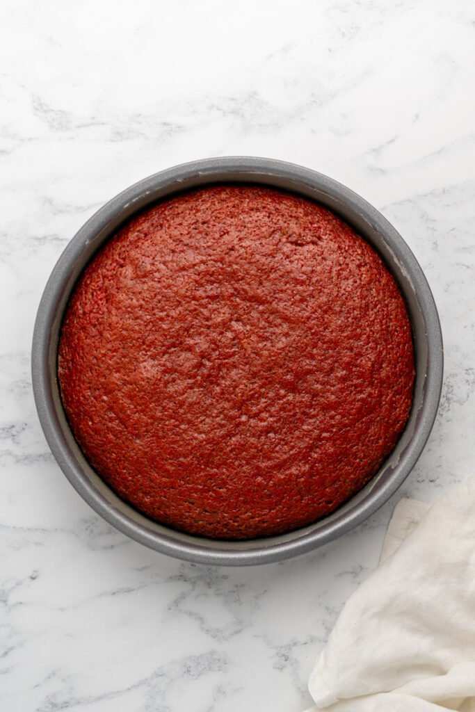 Red Velvet Cake Baked in a pan