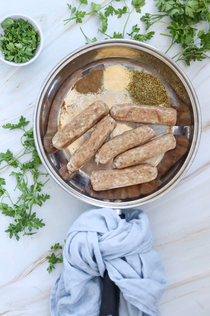 Italian sausage in a pan
