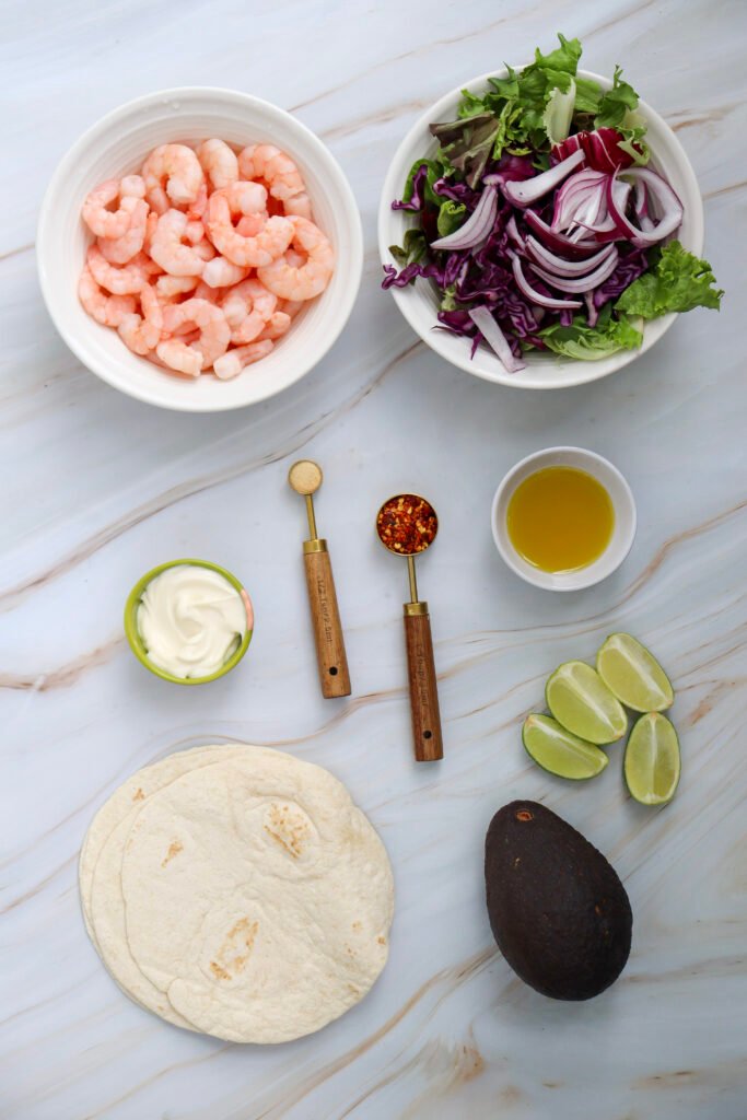 shrimp tacos ingredients shot