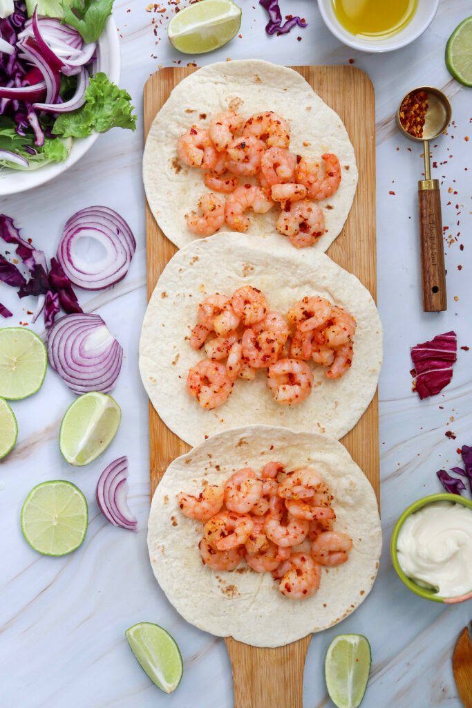 shrimp in tortillas