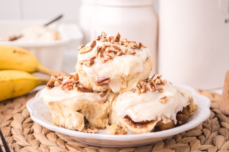 Banana Bread Cinnamon Rolls (with Cream Cheese Frosting)